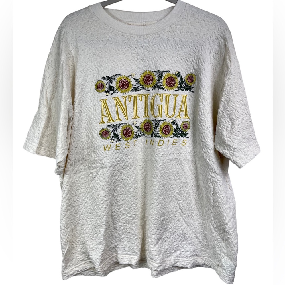 Sun Sea Sand ☀️🌊 ANTIGUA West Indies Ivory Sunflower Crewneck Shirt - XL